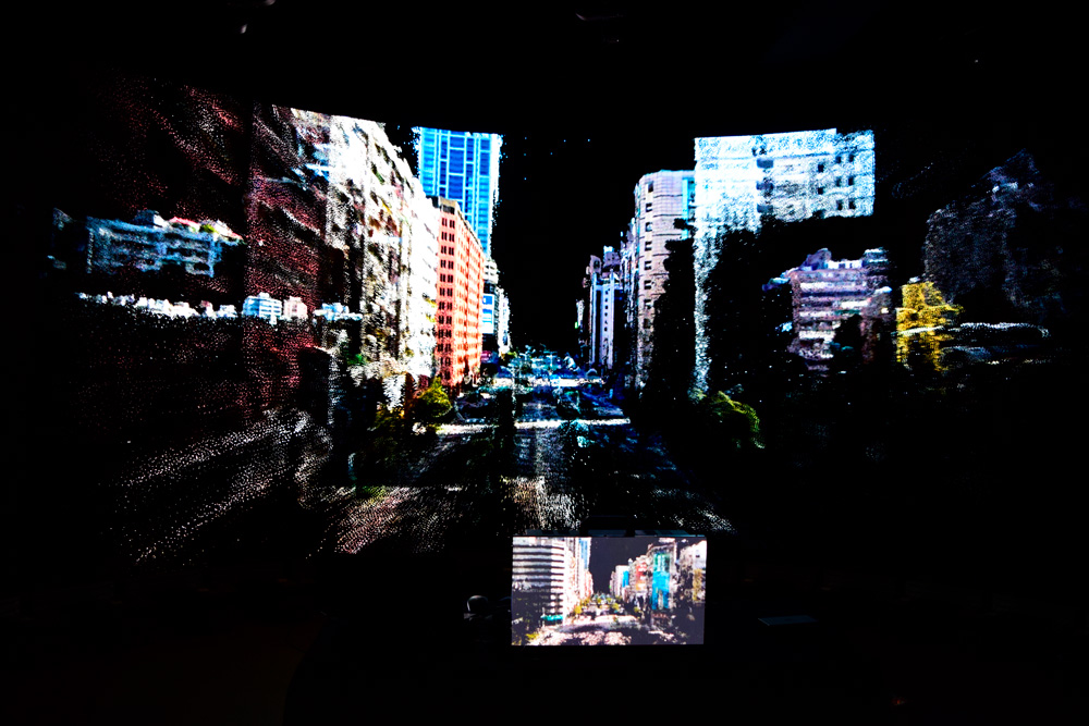 “Modernological Urbanscape” by Wei-Hsuan Huang engages the senses with virtual spaces and digital avatars.