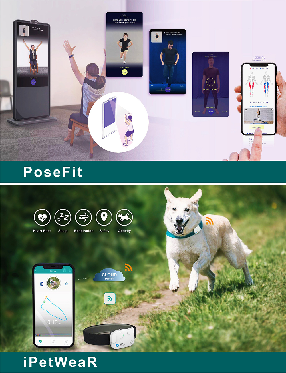 ITRI’s highlight health technologies featured PoseFit and iPetWeaR.